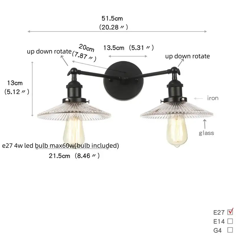 Black Glass Sconce Lamp