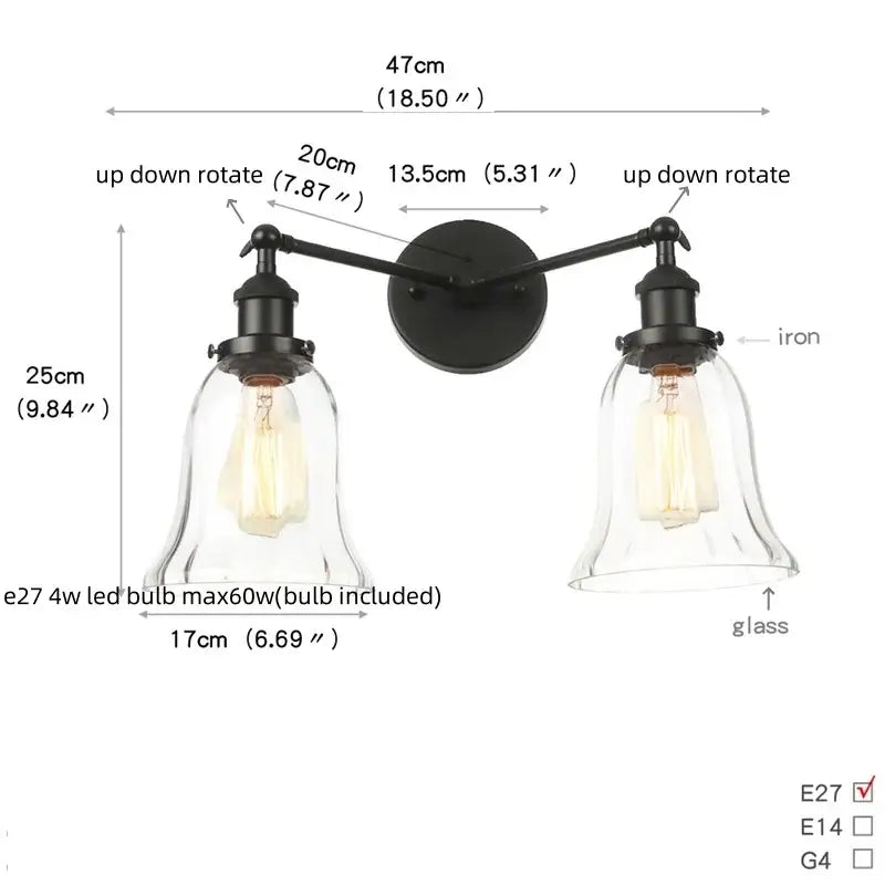 Black Glass Sconce Lamp