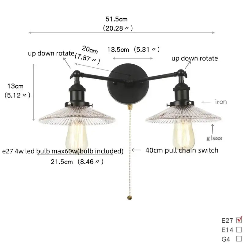 Black Glass Sconce Lamp