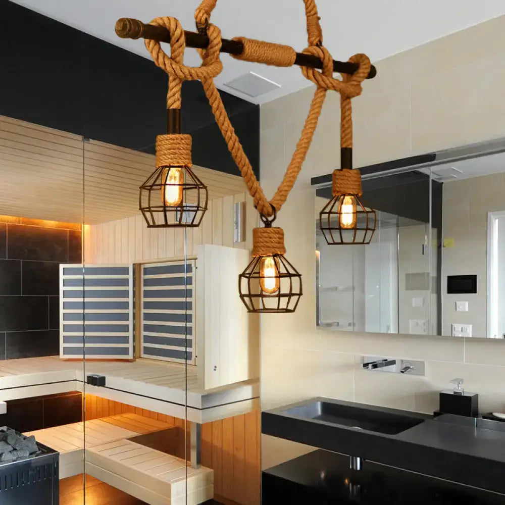 Black Metal Cage Pendant Light