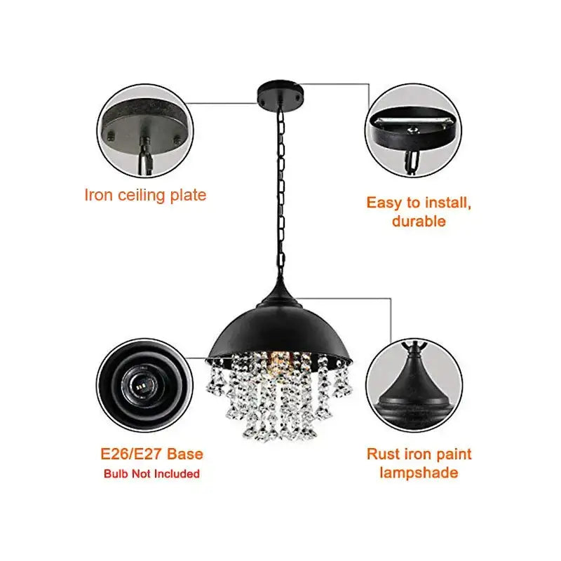 Iron Crystal Pendant Light