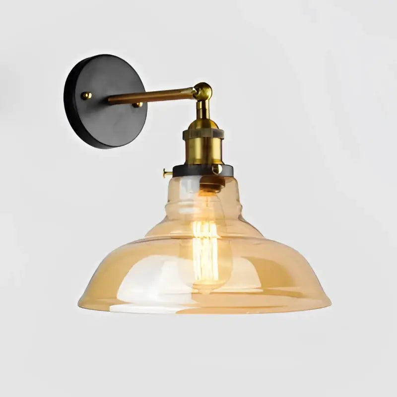 Amber Glass Wall Sconce Industrial for Bedrooms