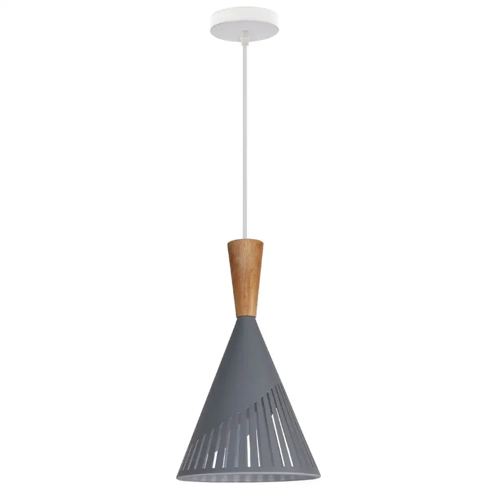 Black Wood Pendant Light Slatted for Kitchens