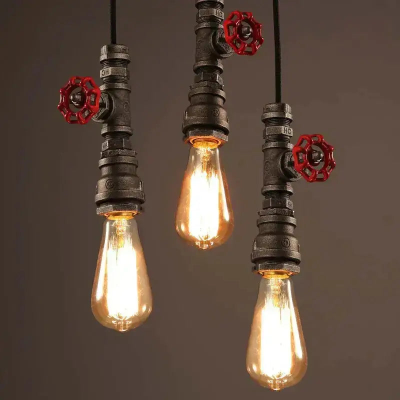 Black Red Pipe Chandelier