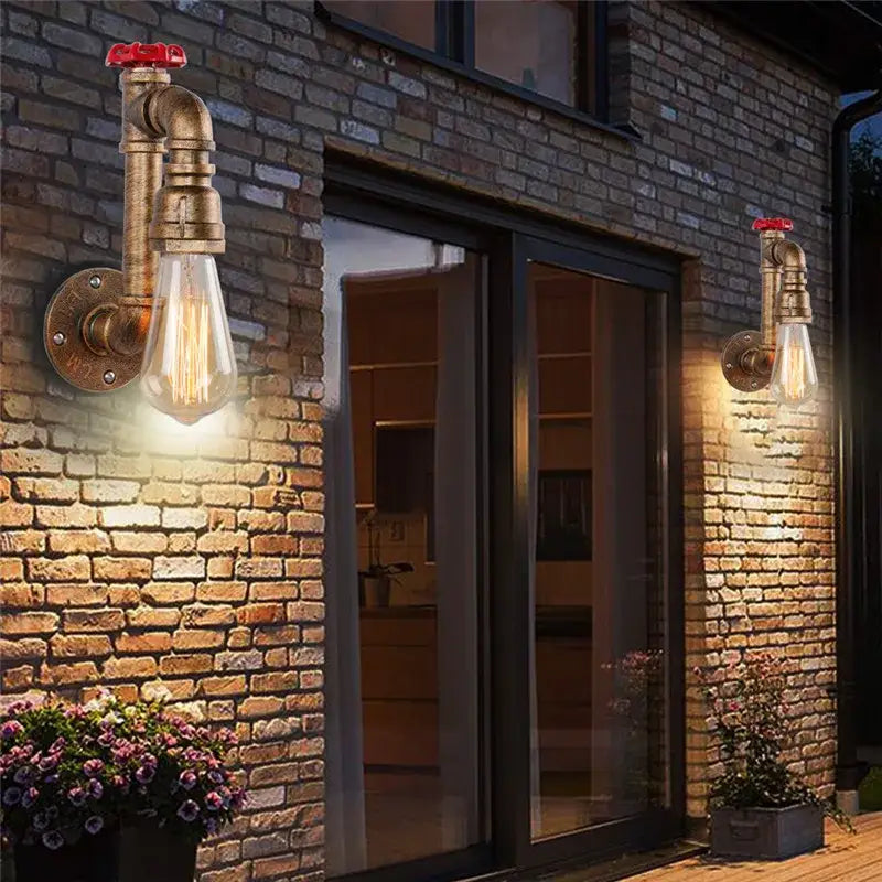 Brass Pipe Wall Sconce