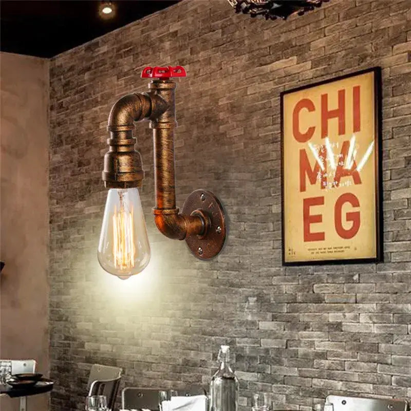 Brass Pipe Wall Sconce