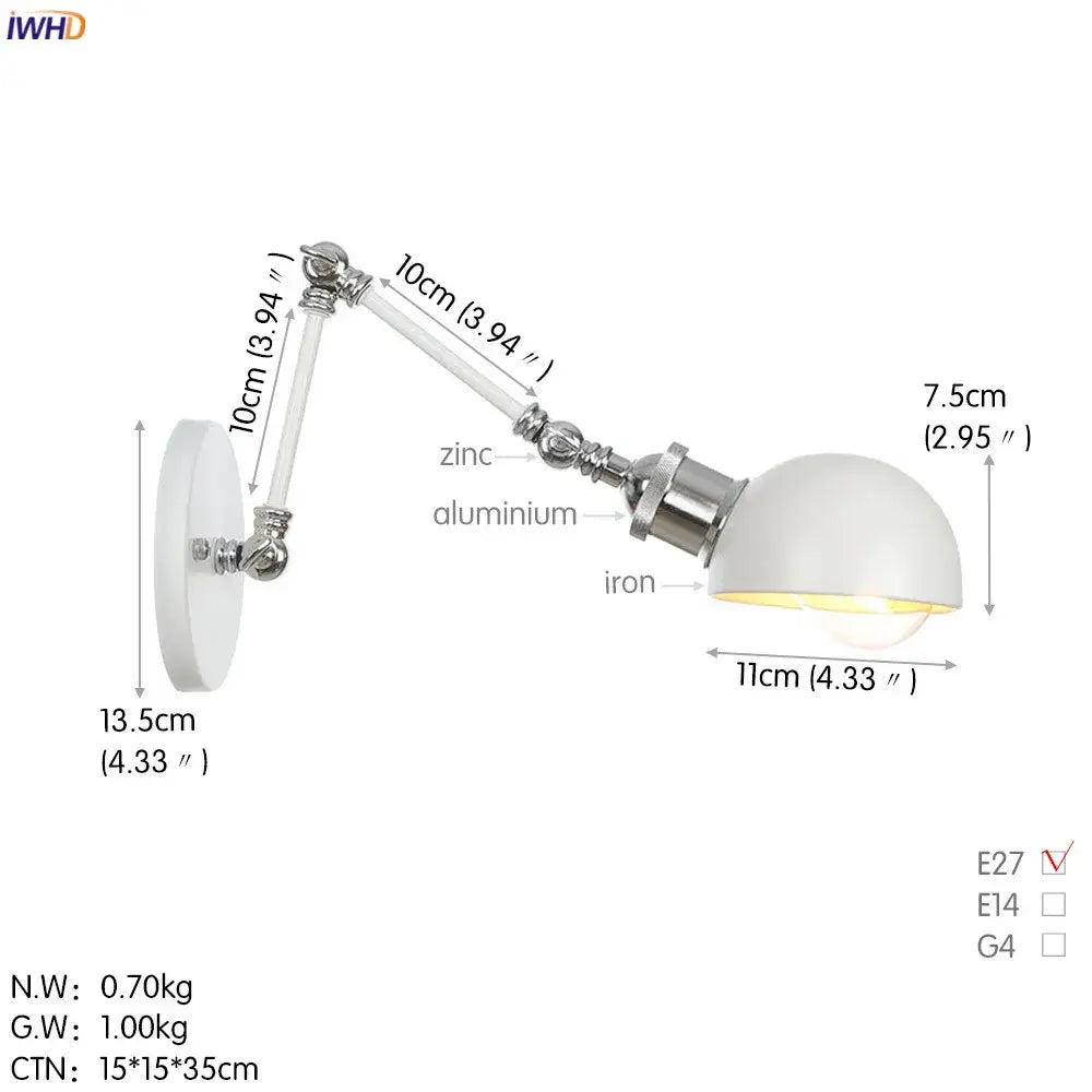 White Chrome Swing Arm Sconce