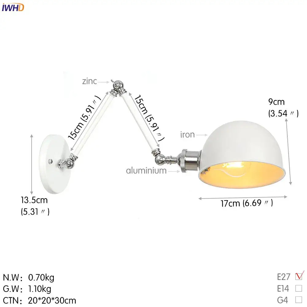 White Chrome Swing Arm Sconce