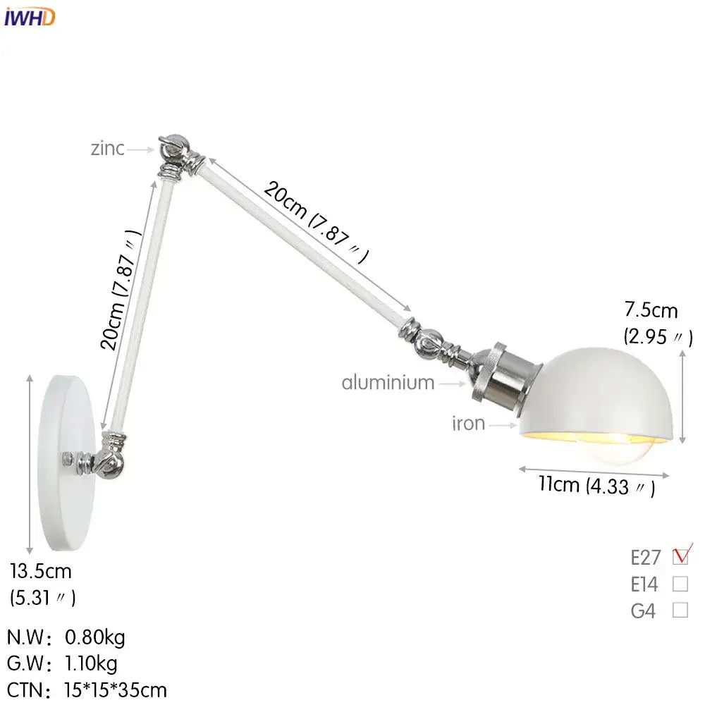 White Chrome Swing Arm Sconce