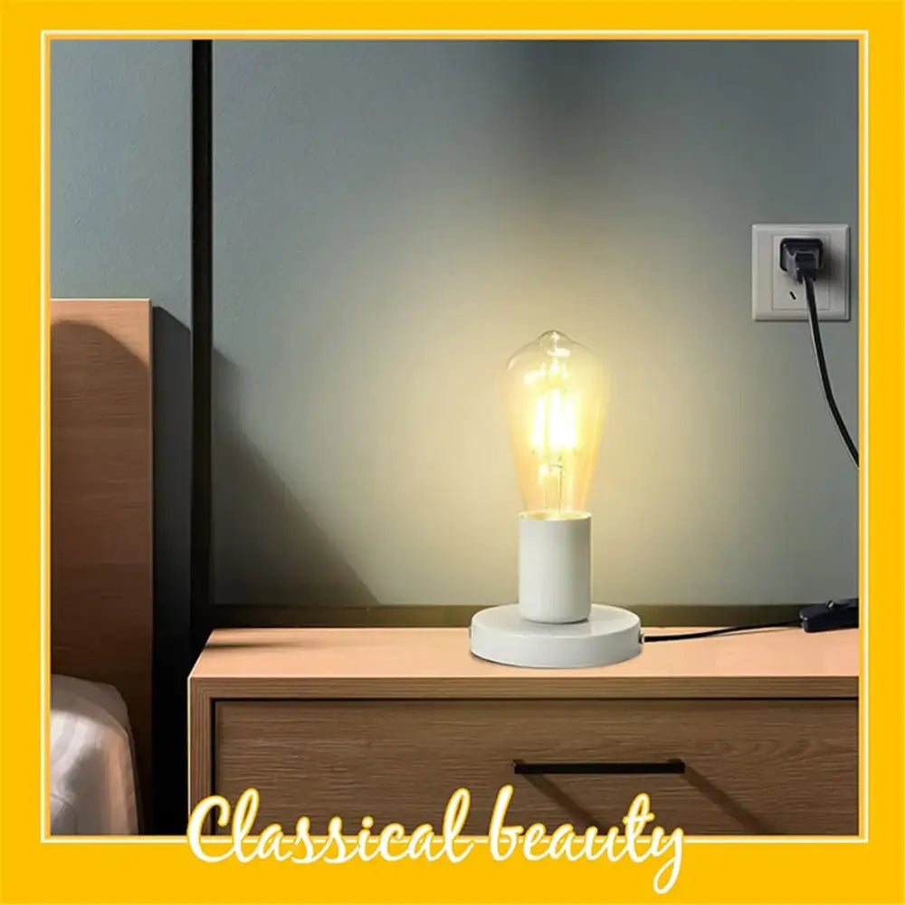 White Metal Table Lamp with E26 Holder