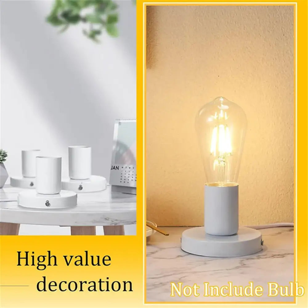 White Metal Table Lamp with E26 Holder