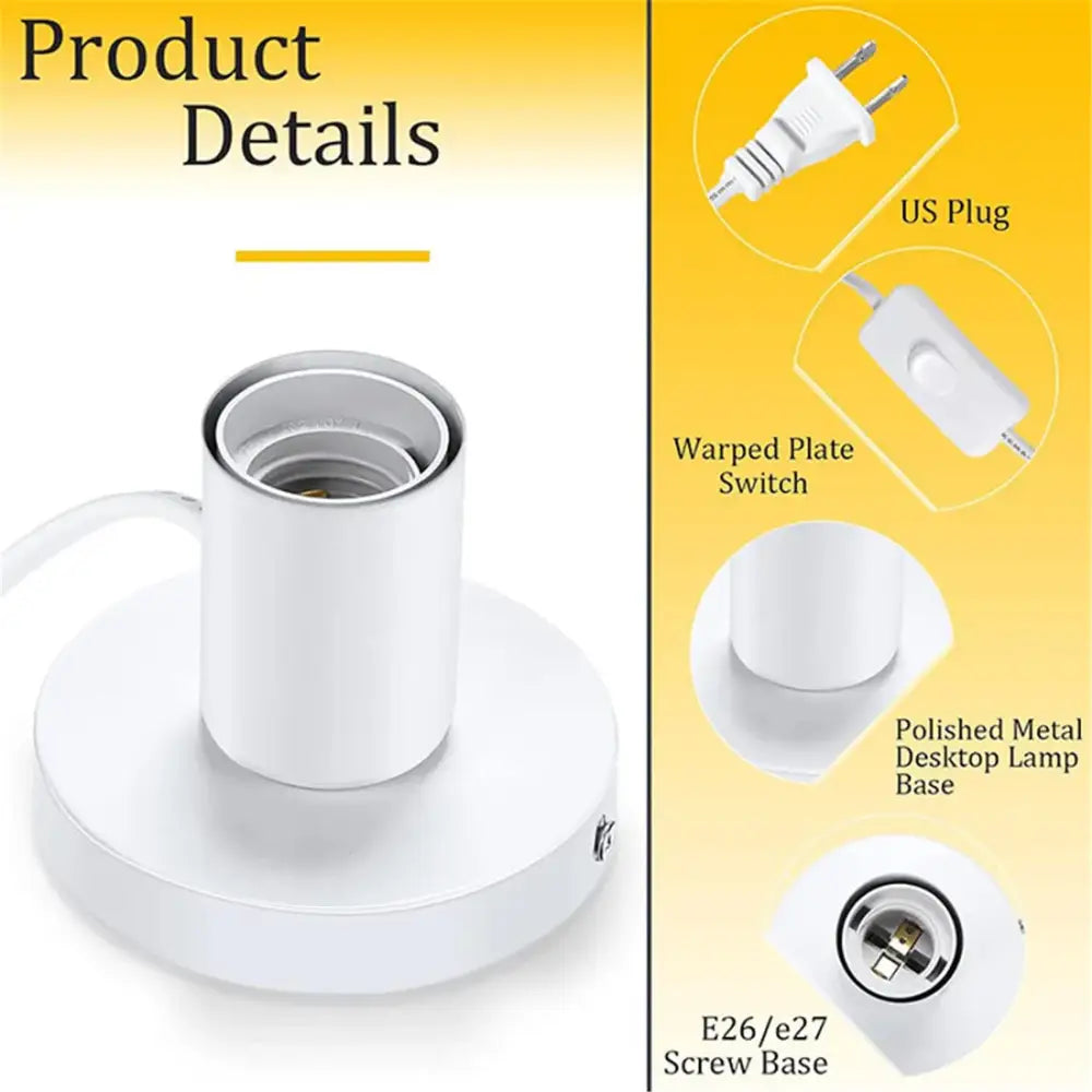 White Metal Table Lamp with E26 Holder