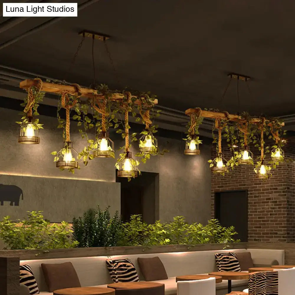 Beige Wood Vines Chandelier