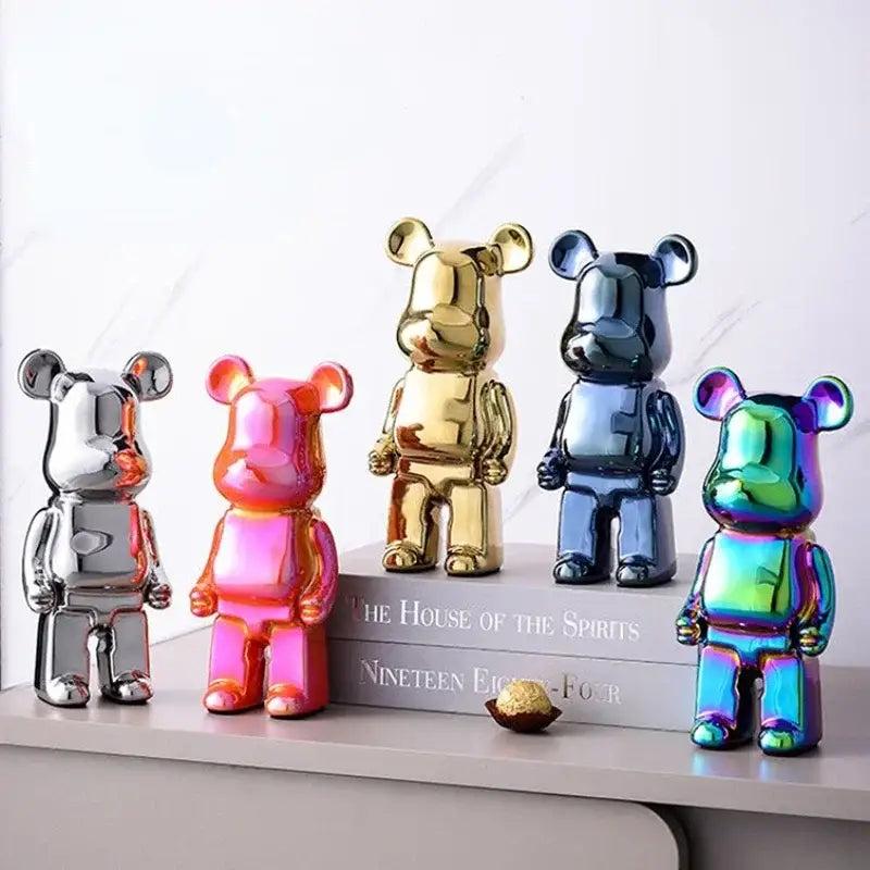 Iridescent Bear Sculpture Set