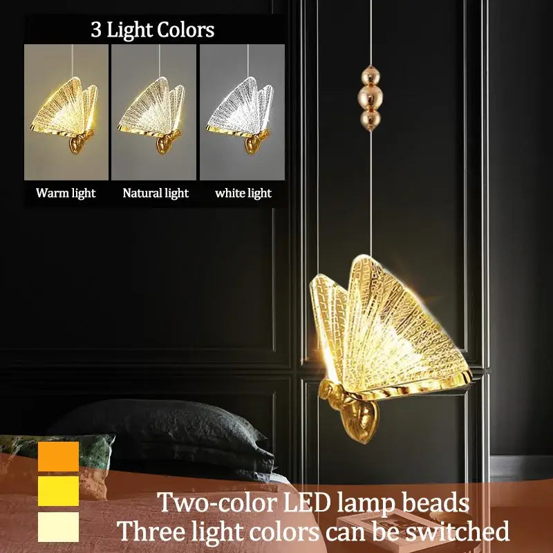 Gold Butterfly Pendant Light with Golden Finish