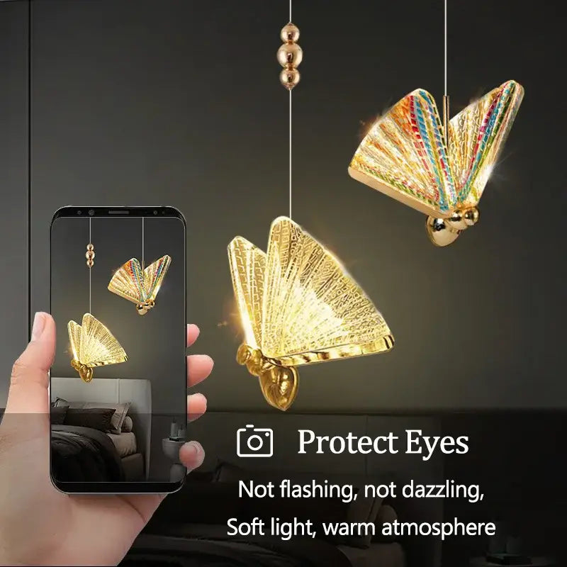 Gold Butterfly Pendant Light with Golden Finish