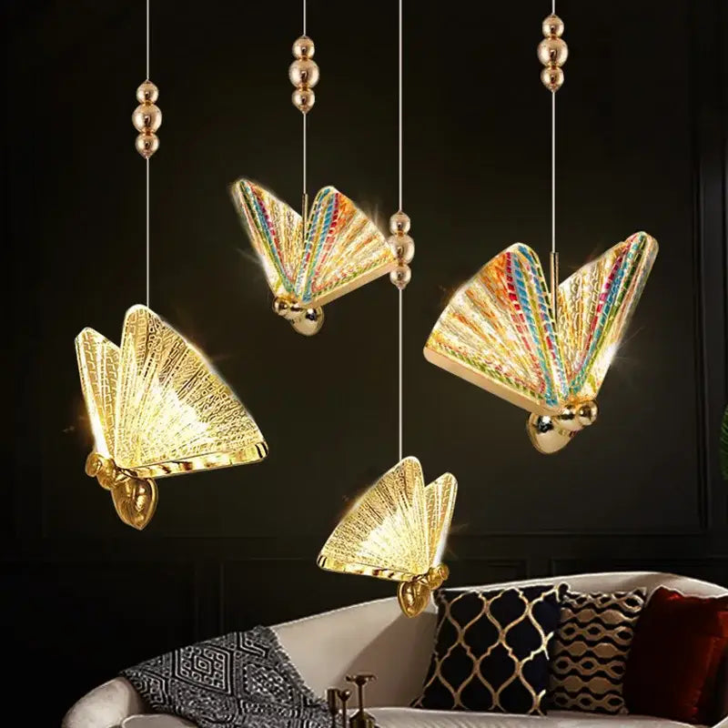 Gold Butterfly Pendant Light with Golden Finish