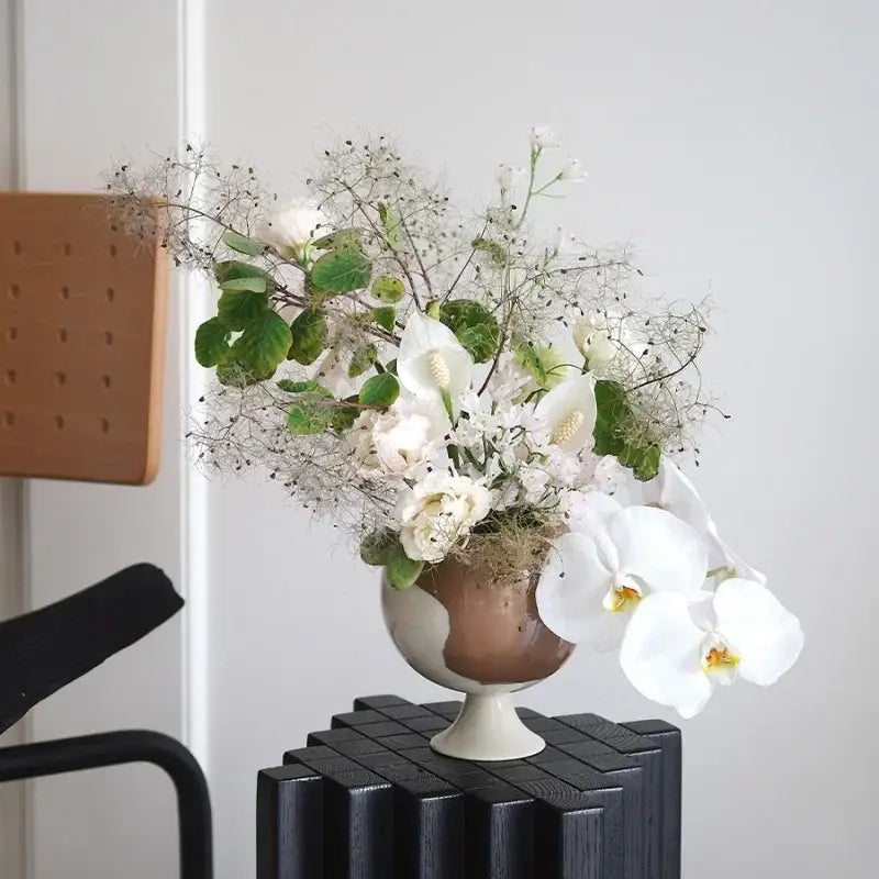 Black White Spherical Vase