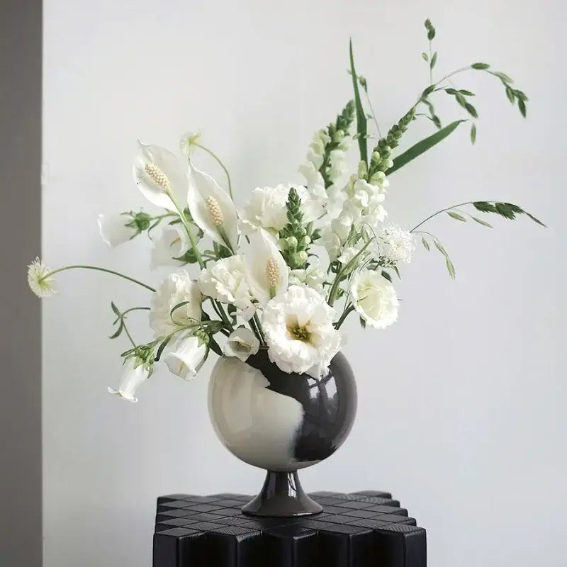 Black White Spherical Vase