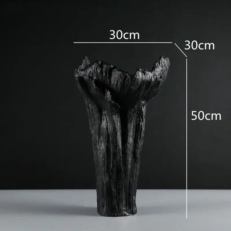 Black White Resin Vase Tree Trunk Design