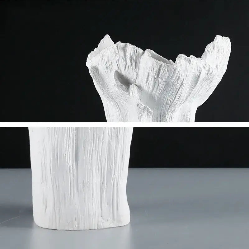 Black White Resin Vase Tree Trunk Design