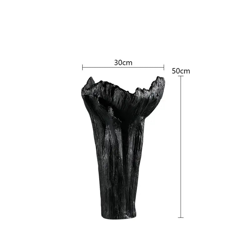 Black White Resin Vase Tree Trunk Design