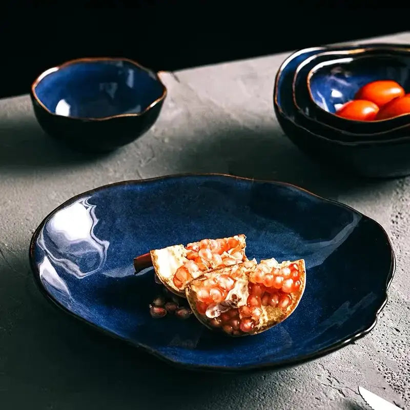 Blue Gold Ceramic Dinner Set