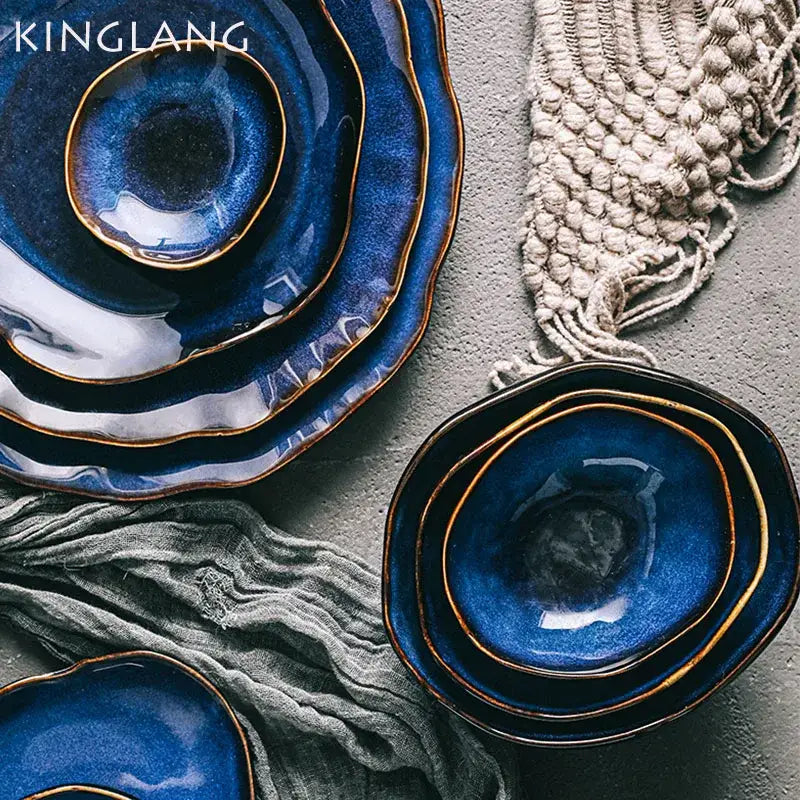 Blue Gold Ceramic Dinner Set