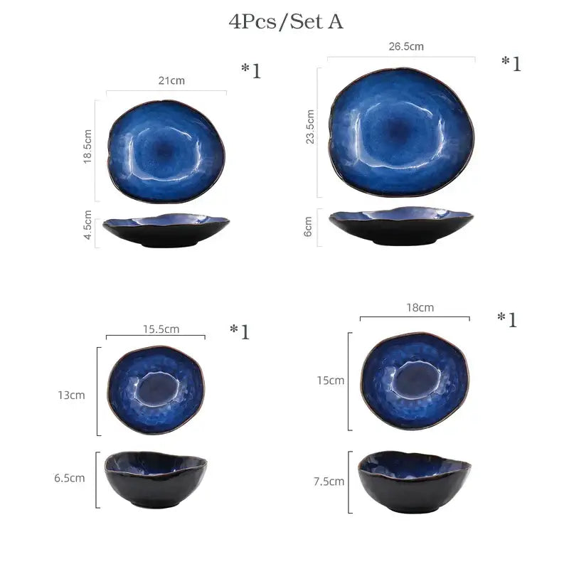 Blue Gold Ceramic Dinner Set