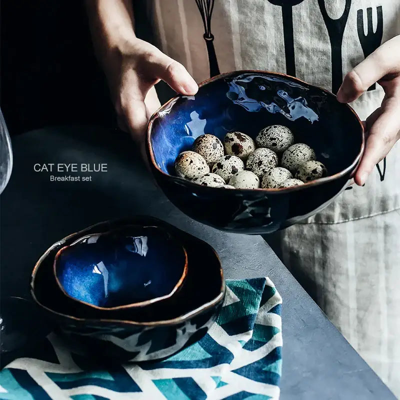 Blue Gold Ceramic Dinner Set