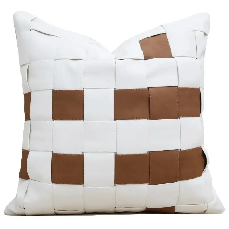 Brown White Geometric Cushion