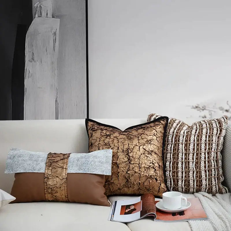 Brown White Geometric Cushion