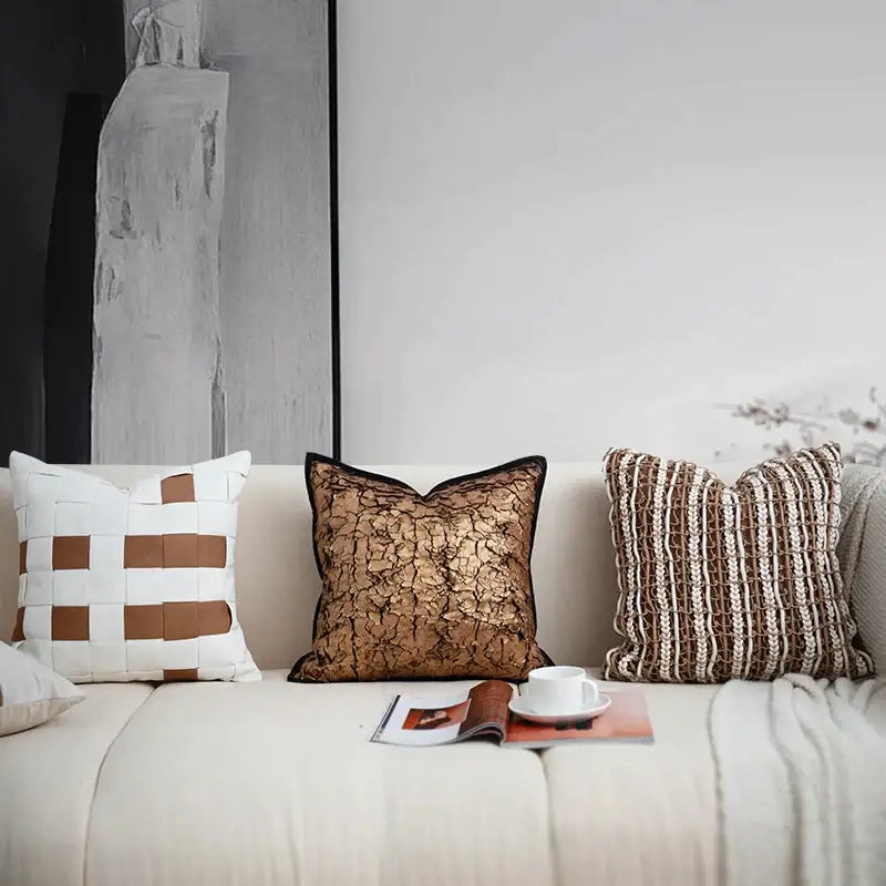 Brown White Geometric Cushion