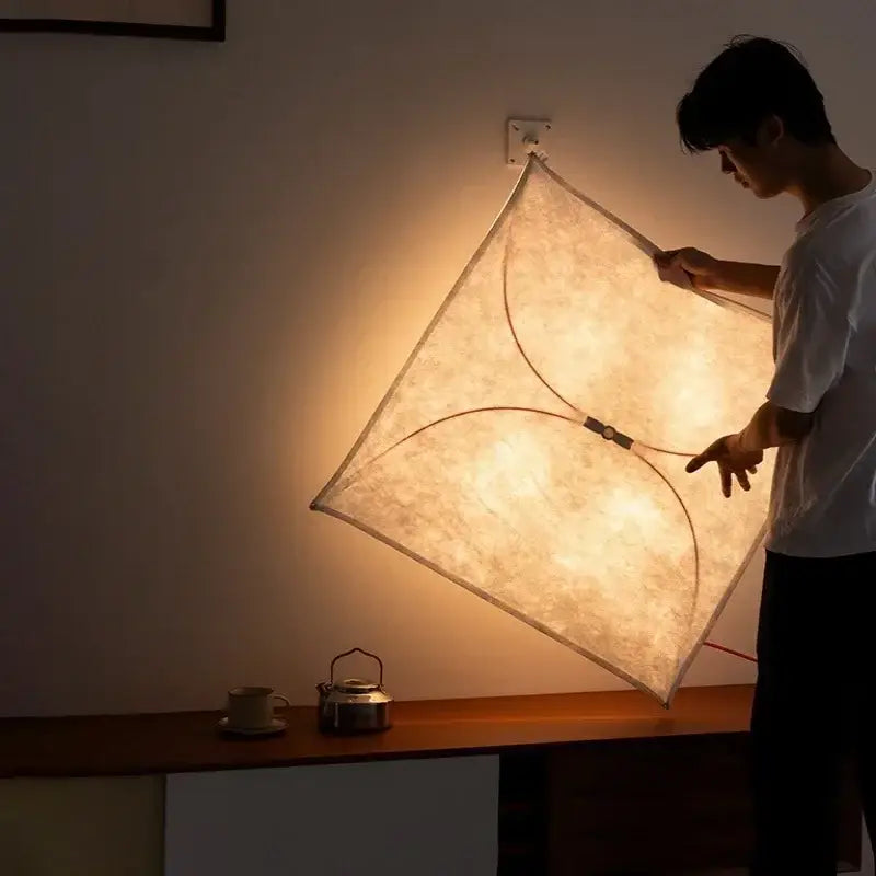 Beige Fabric LED Ceiling Light