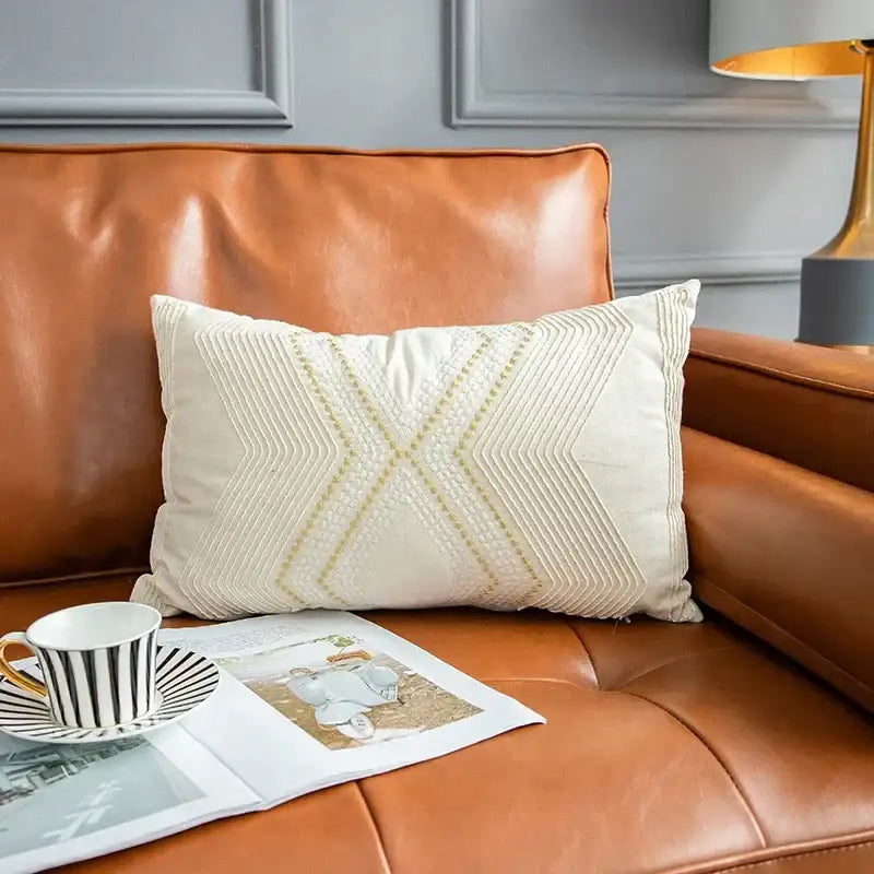 Ivory Geometric Cushion Cover
