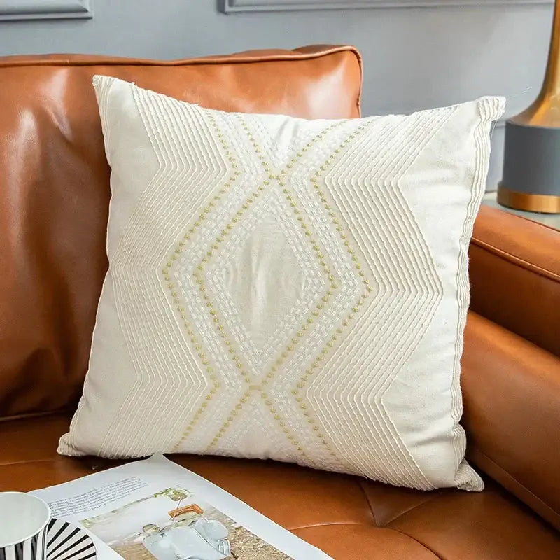Ivory Geometric Cushion Cover