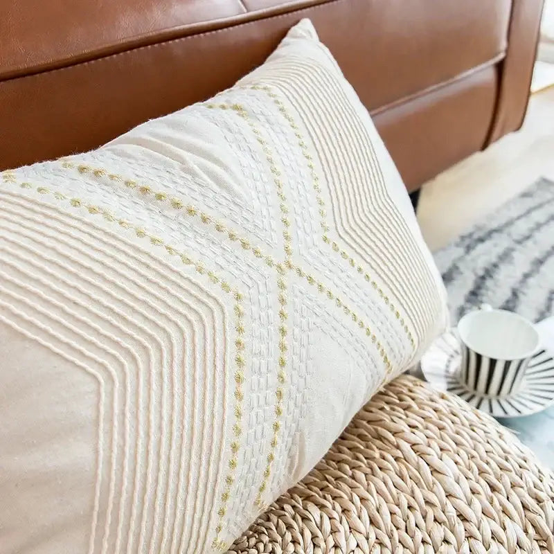 Ivory Geometric Cushion Cover