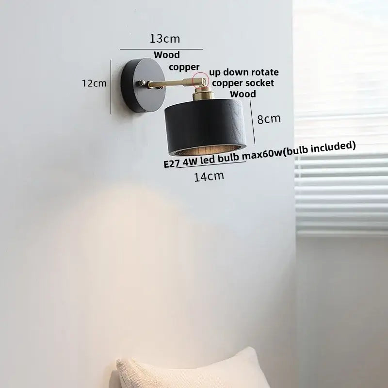 Black Wood Wall Light