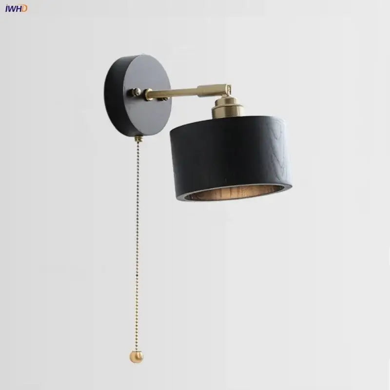 Black Wood Wall Light