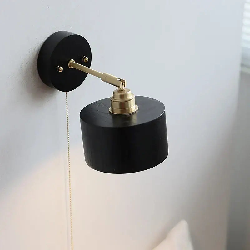 Black Wood Wall Light