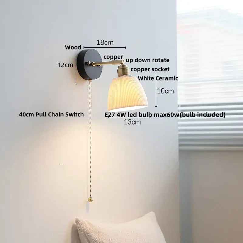 Black Wood Wall Light
