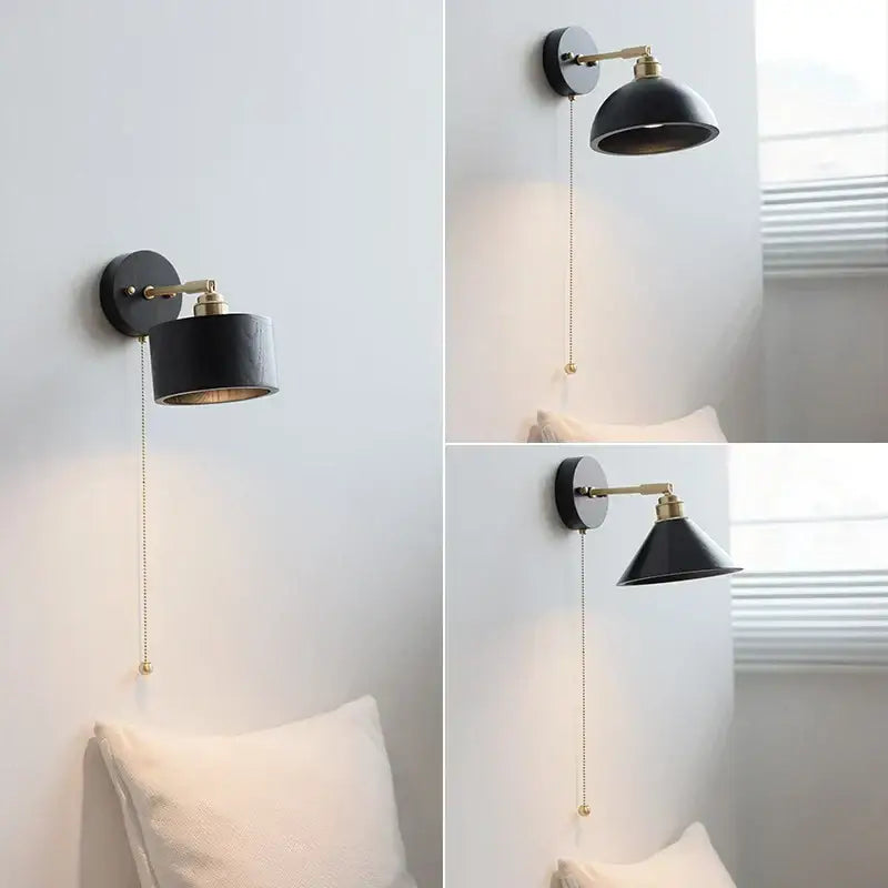 Black Wood Wall Light