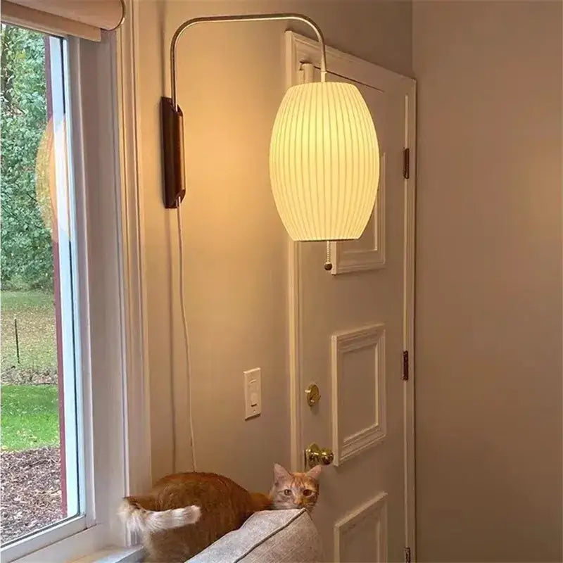 Cream Handwoven Silk Wall Light