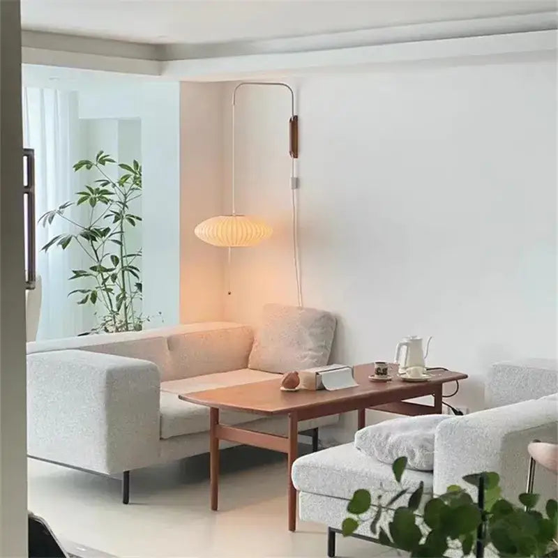 Cream Handwoven Silk Wall Light