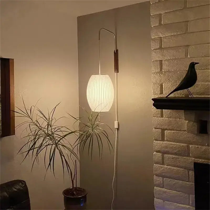 Cream Handwoven Silk Wall Light