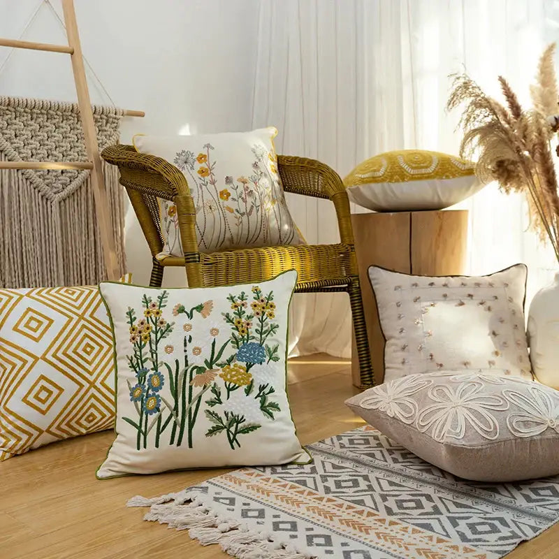 Floral Cotton Linen Pillowcase