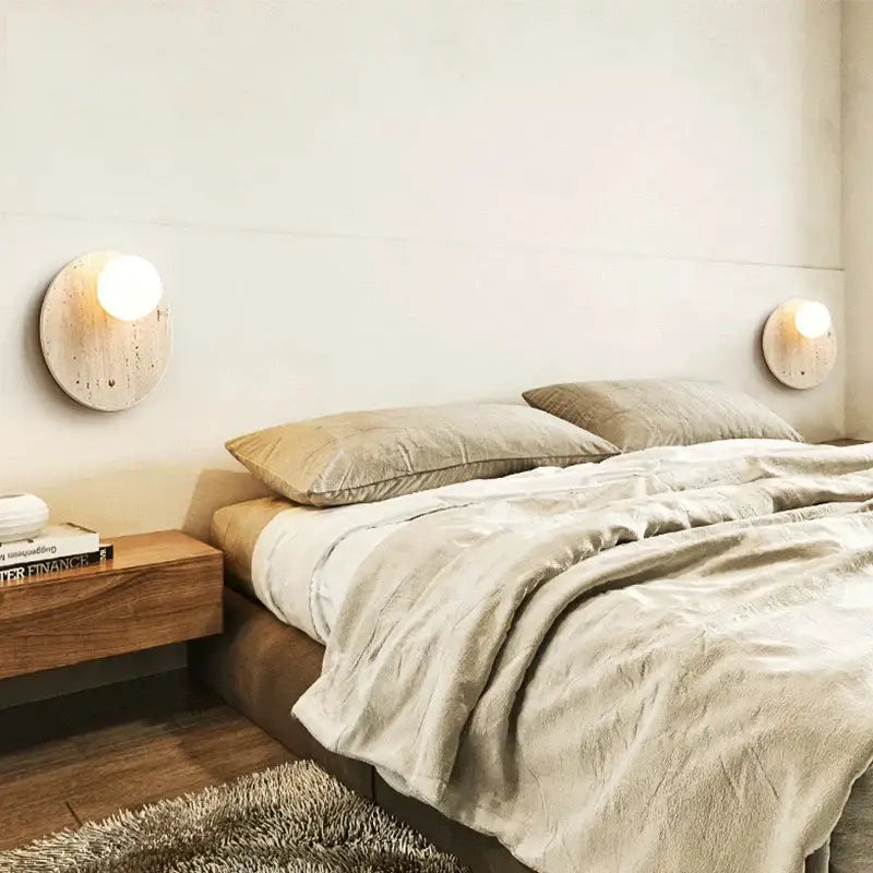 Beige Natural Stone Wall Lamp Japanese Design