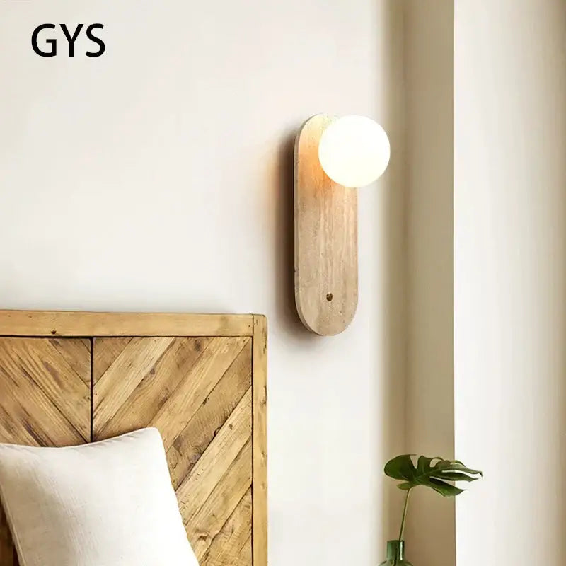Beige Natural Stone Wall Lamp Japanese Design