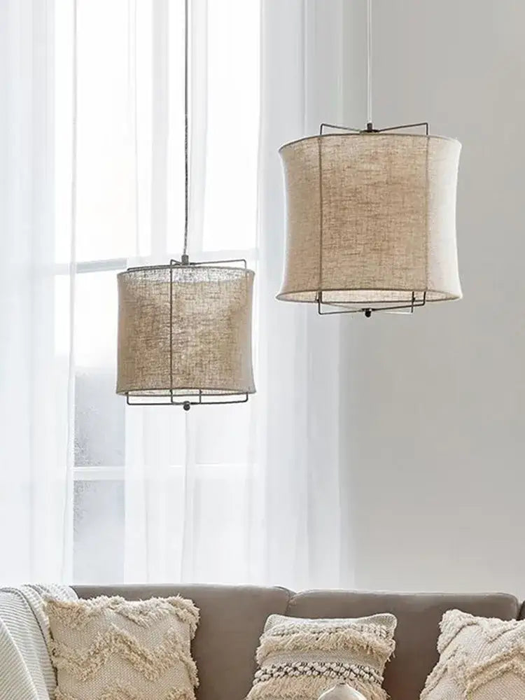 Beige Linen Chandelier Light