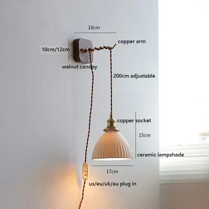 Ribbed Glass Ceramic Wall Light